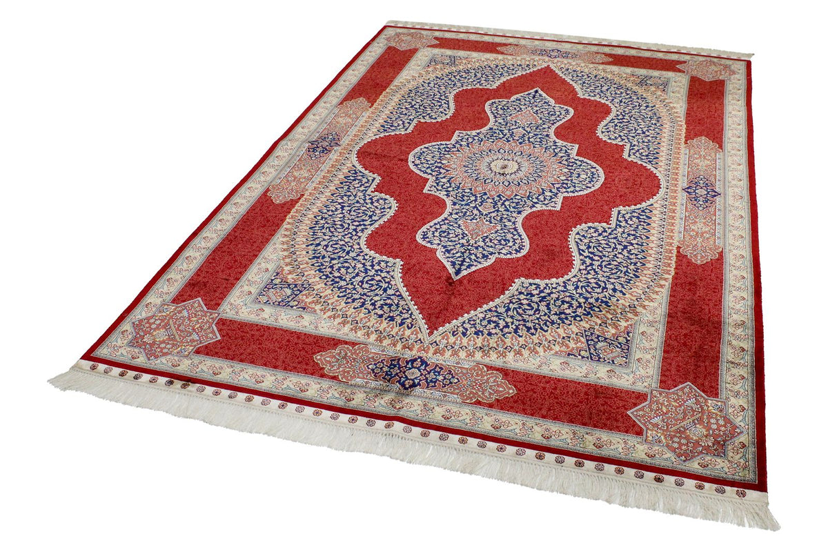 5x8 Red and Red Turkish Silk Rug