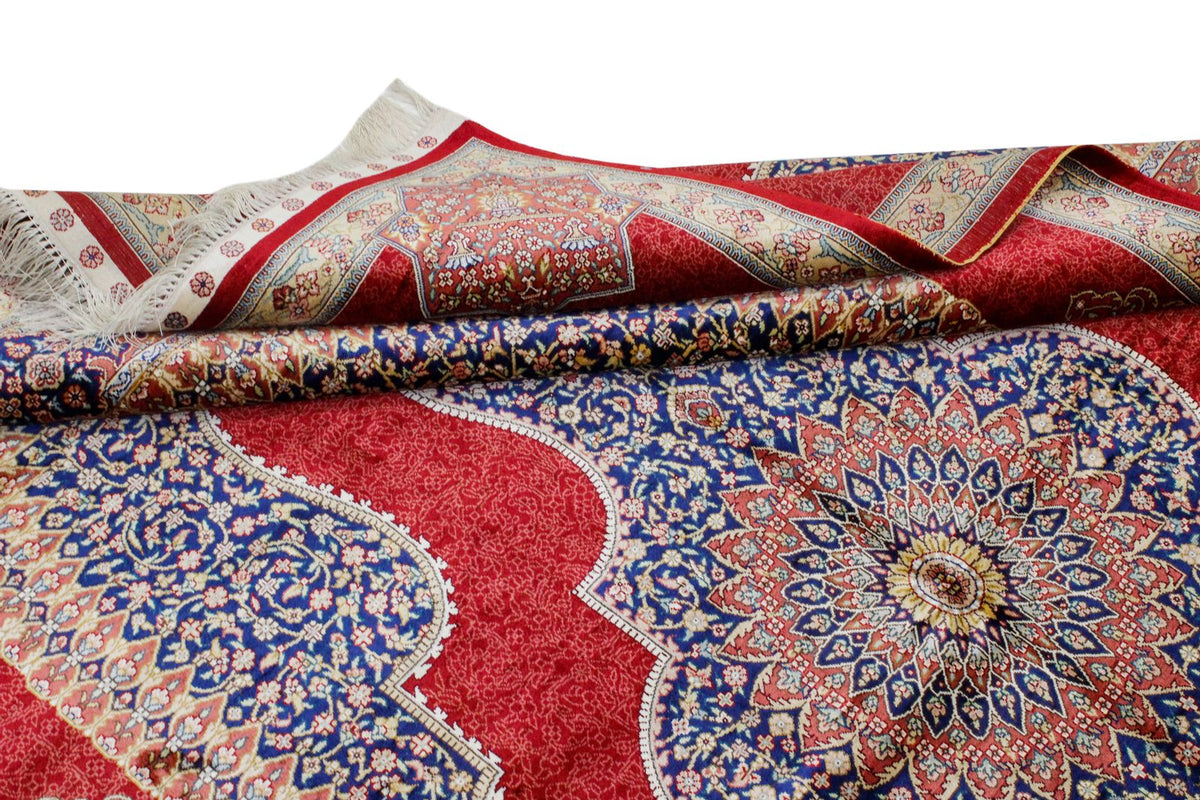 5x8 Red and Red Turkish Silk Rug
