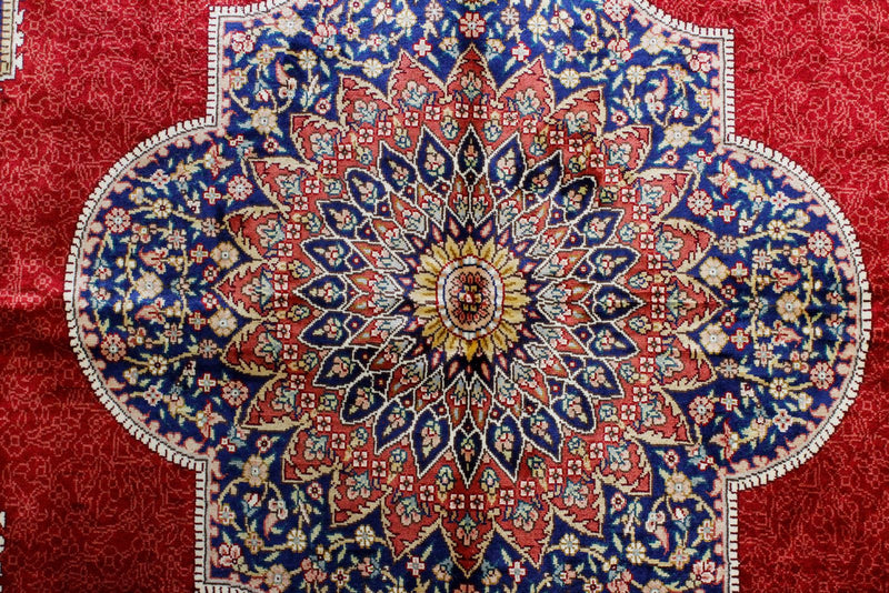 5x8 Red and Red Turkish Silk Rug