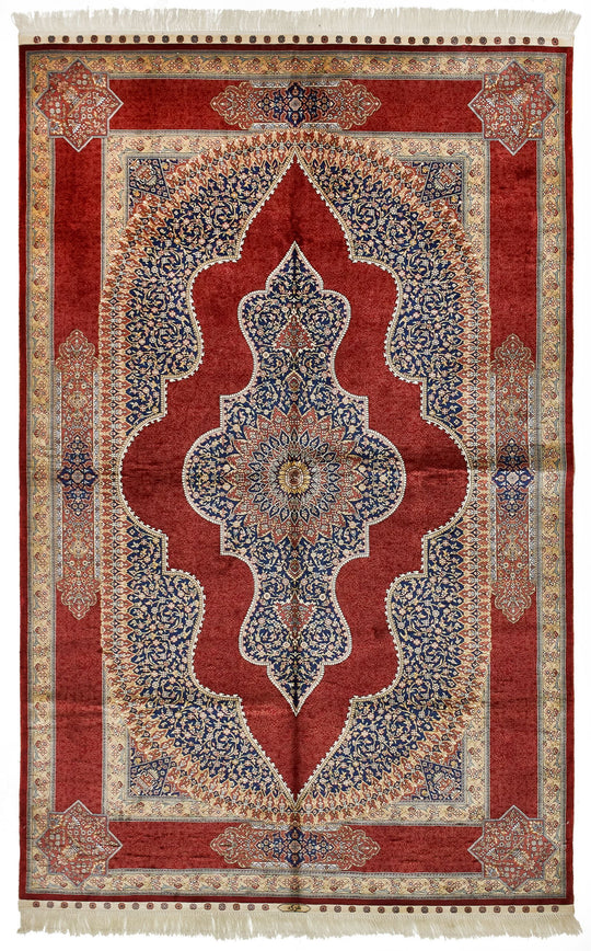 5x8 Red and Red Turkish Silk Rug