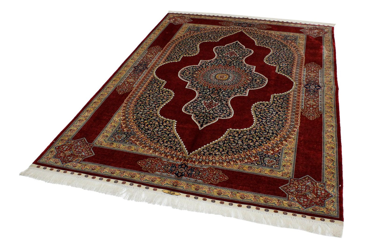 5x8 Red and Red Turkish Silk Rug