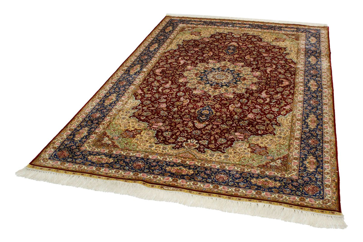 5x8 Red and Blue Turkish Silk Rug