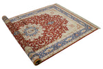 5x8 Red and Blue Turkish Silk Rug