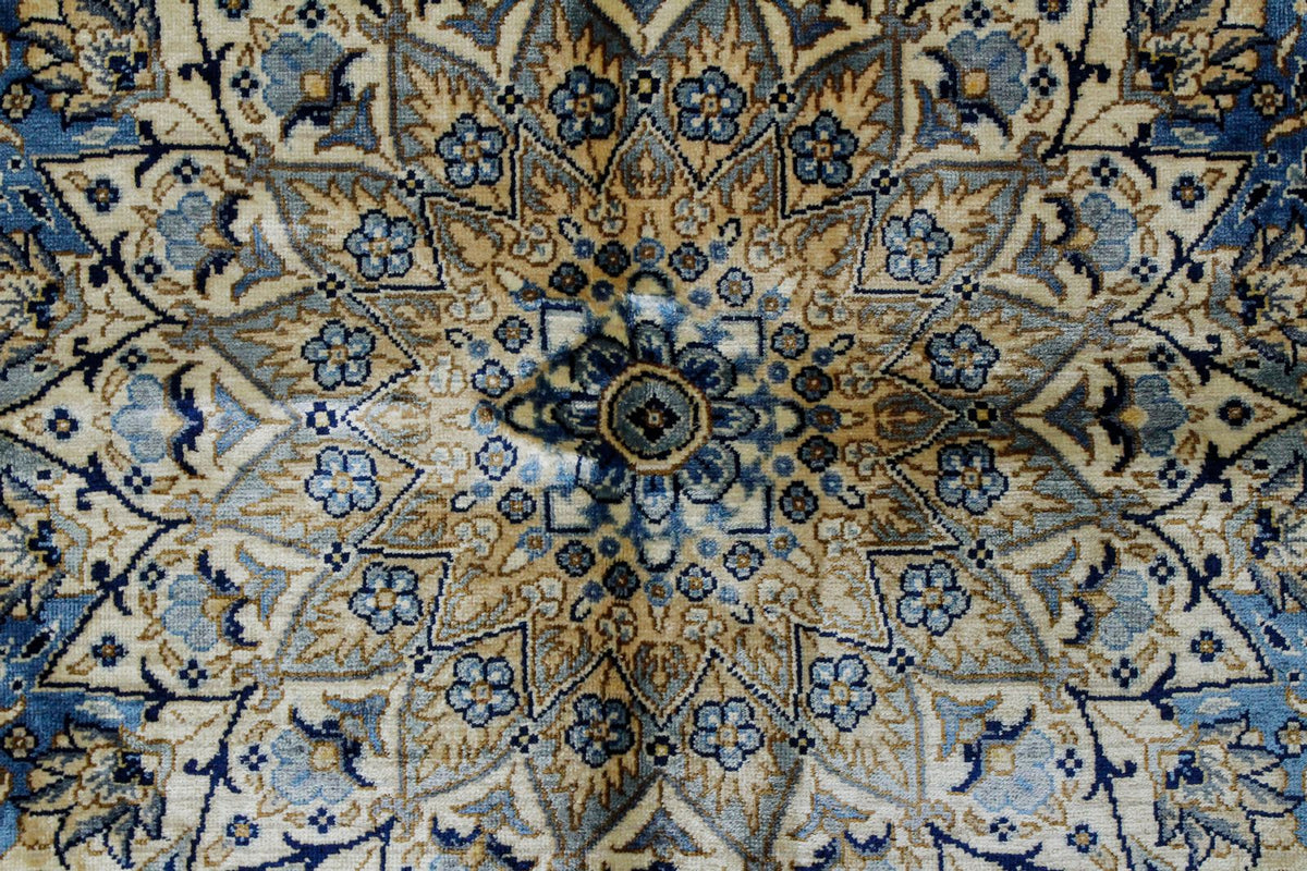 4x6 Navy and Blue Turkish Silk Rug