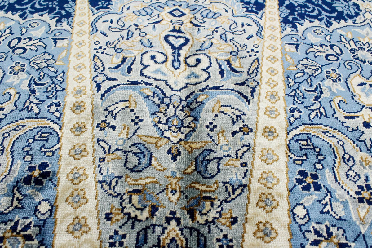 4x6 Navy and Blue Turkish Silk Rug