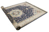 6x9 Navy and Ivory Turkish Silk Rug