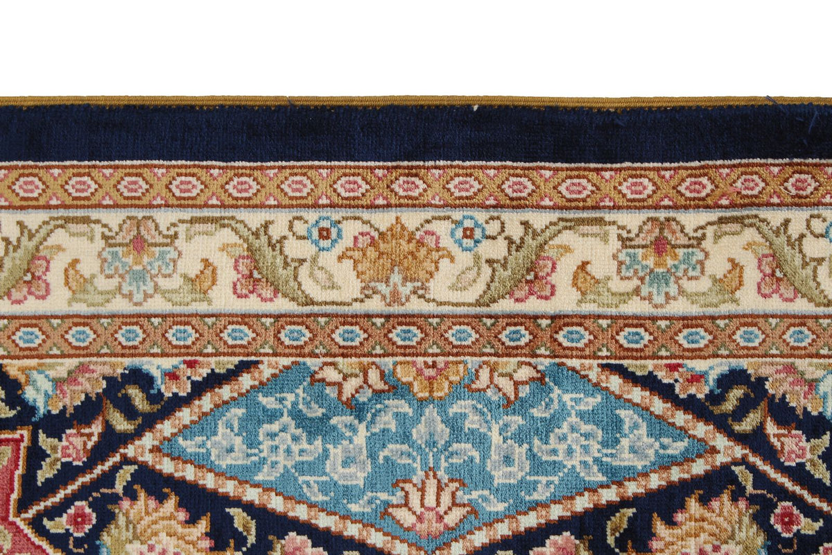 6x9 Navy and Blue Turkish Silk Rug