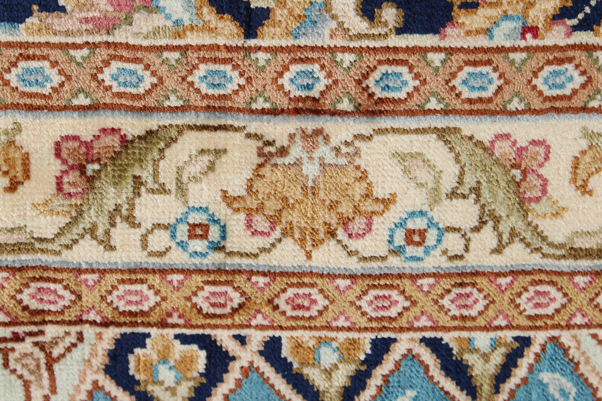6x9 Navy and Blue Turkish Silk Rug