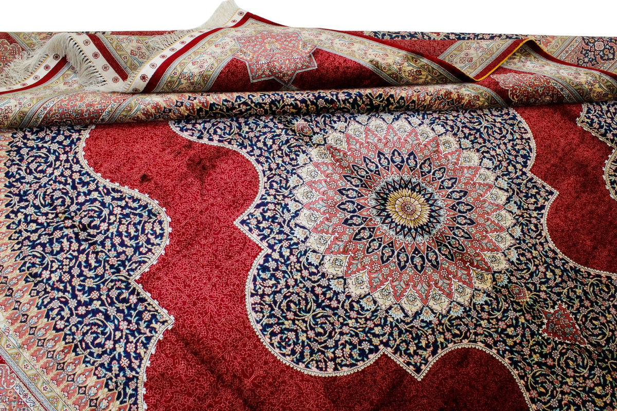 8x11 Red Turkish Silk Rug