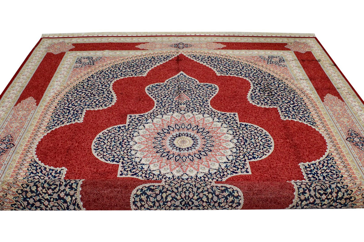 8x11 Red Turkish Silk Rug