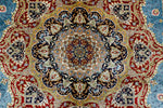 8x10 Red and Navy Turkish Silk Rug