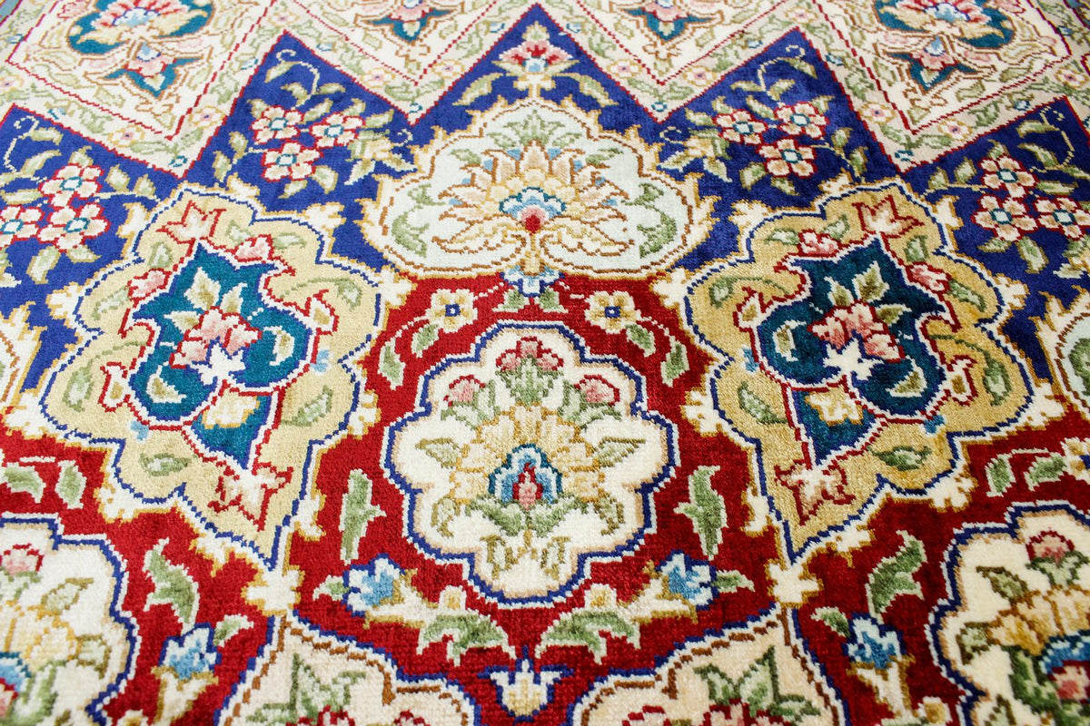 8x10 Navy and Blue Turkish Silk Rug