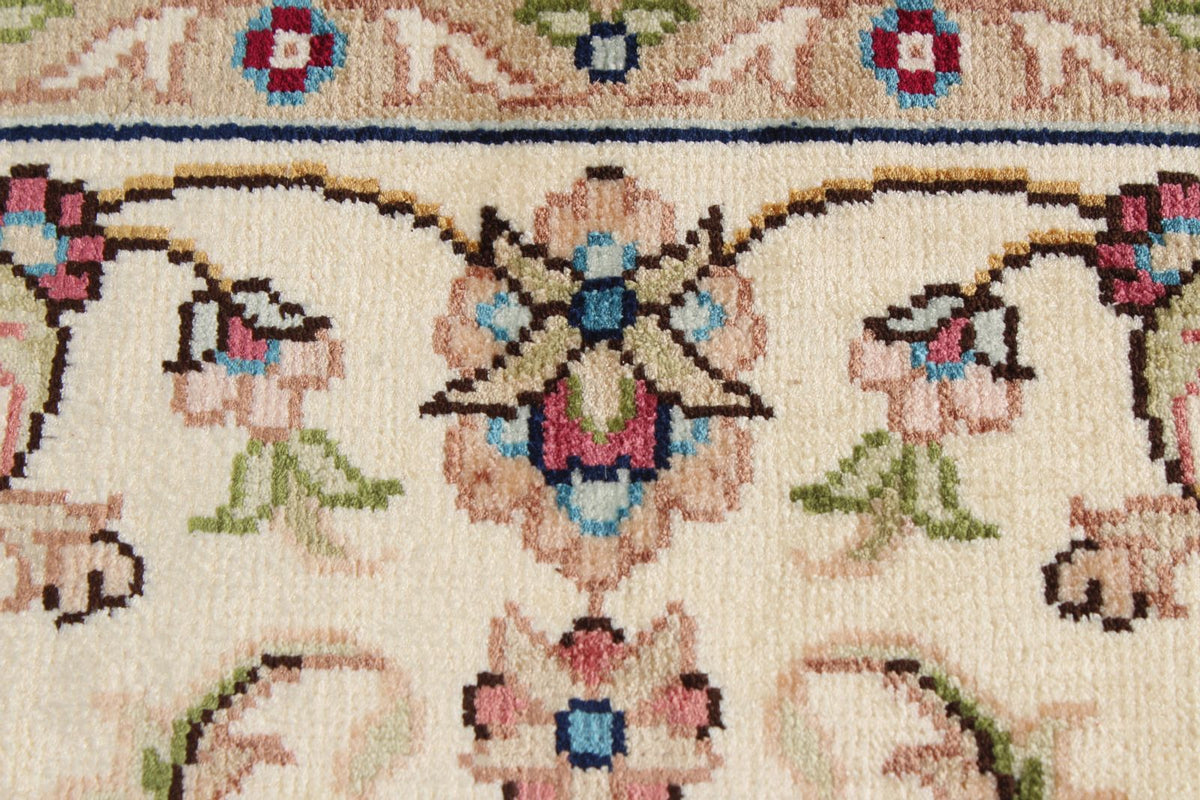 7x10 Blue and Ivory Turkish Silk Rug