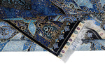 7x10 Black and Blue Turkish Silk Rug