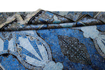 7x10 Black and Blue Turkish Silk Rug