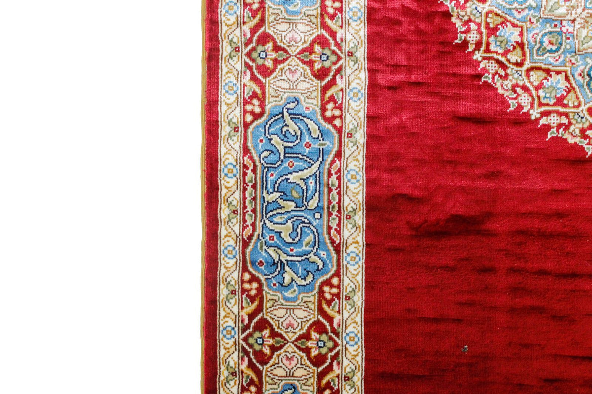 3x12 Red and Blue Turkish Silk Runner