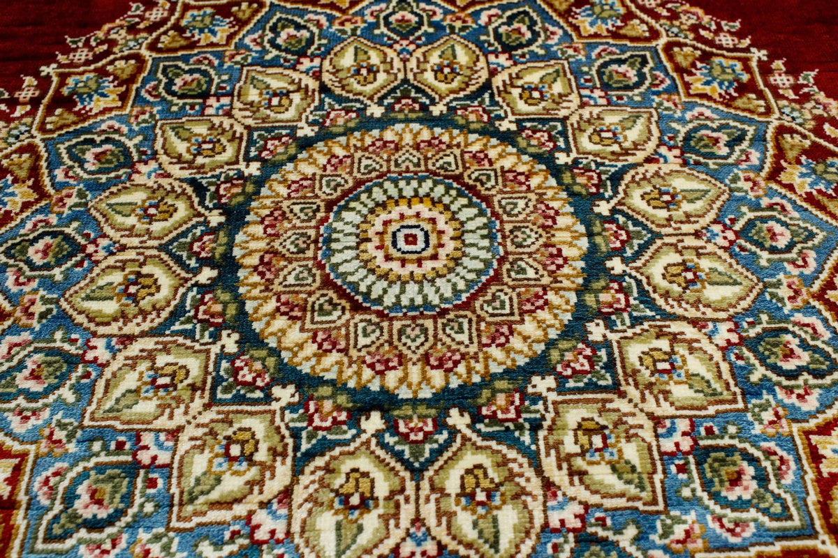3x12 Red and Blue Turkish Silk Runner