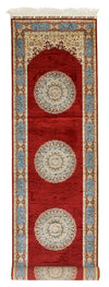 3x12 Red and Blue Turkish Silk Runner