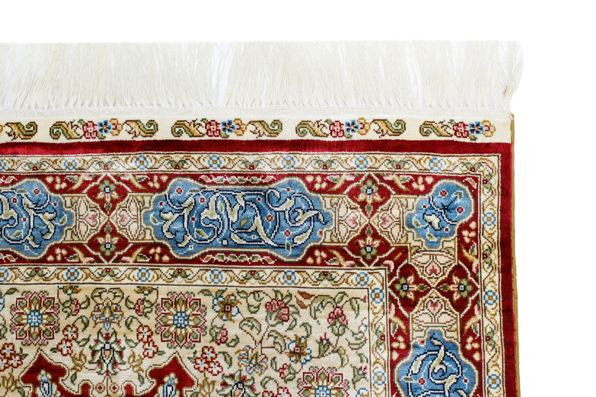 3x12 Red and Blue Turkish Silk Runner