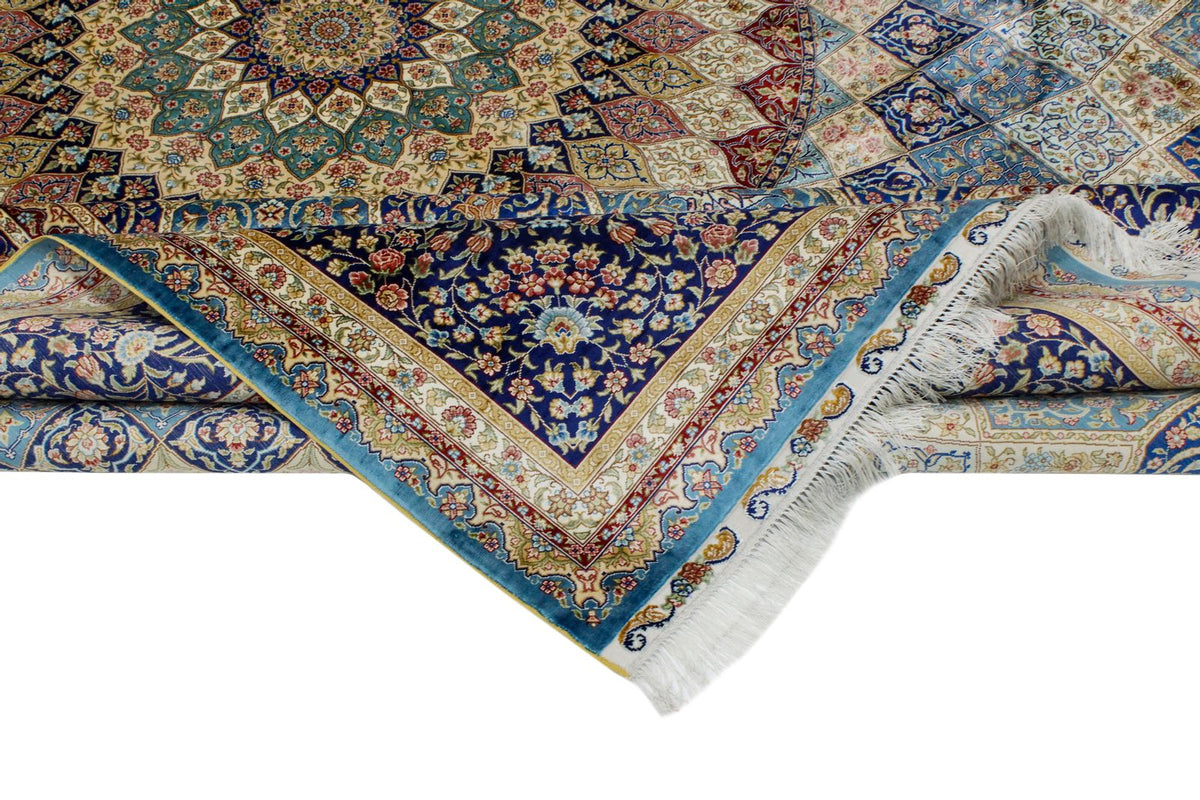 9x12 Blue and Navy Turkish Silk Rug