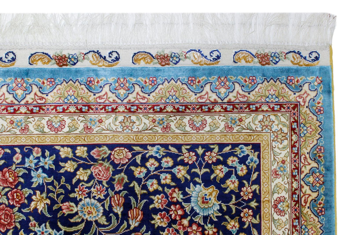 9x12 Blue and Navy Turkish Silk Rug