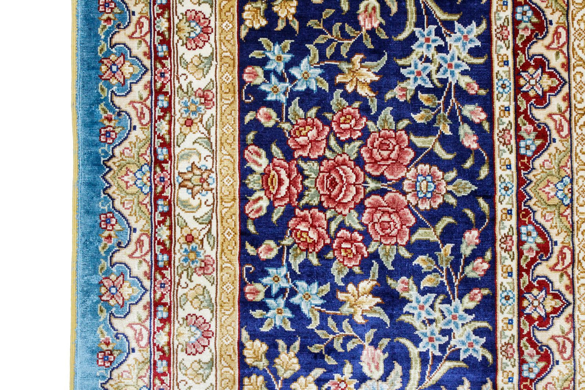 9x12 Blue and Navy Turkish Silk Rug
