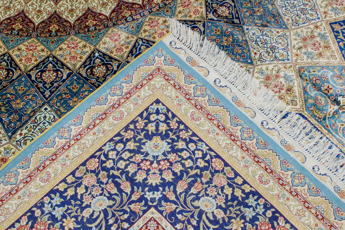 9x12 Blue and Navy Turkish Silk Rug