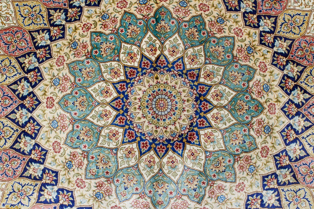 9x12 Blue and Navy Turkish Silk Rug