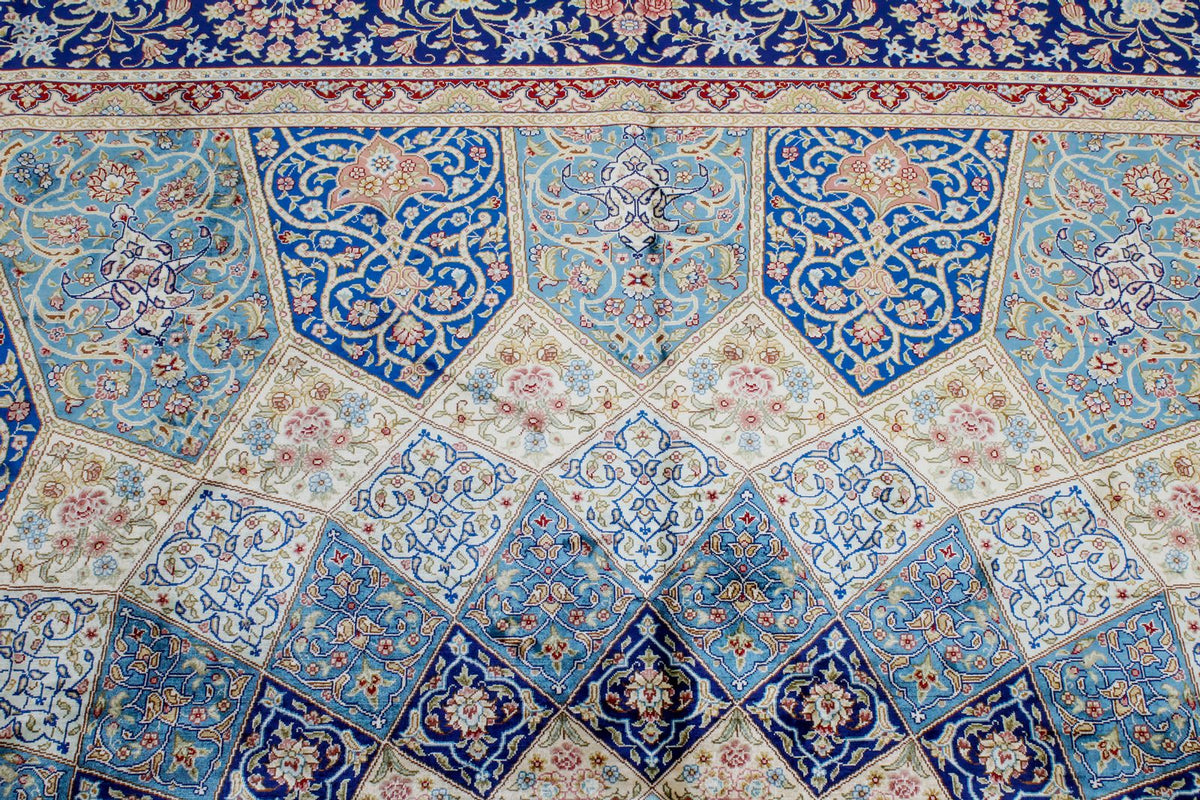 9x12 Blue and Navy Turkish Silk Rug