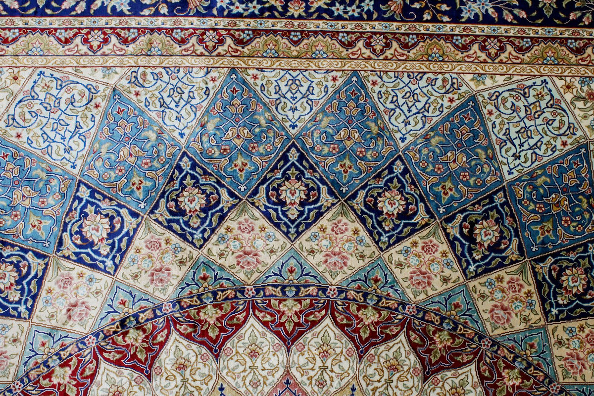 9x12 Blue and Navy Turkish Silk Rug