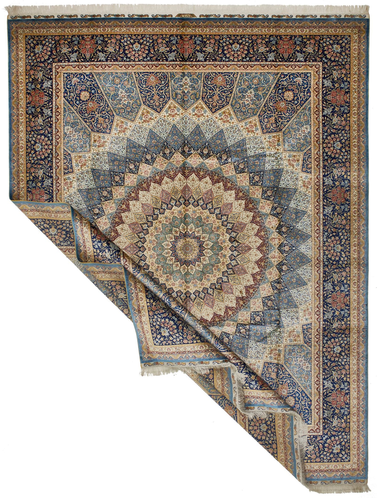 9x12 Blue and Navy Turkish Silk Rug
