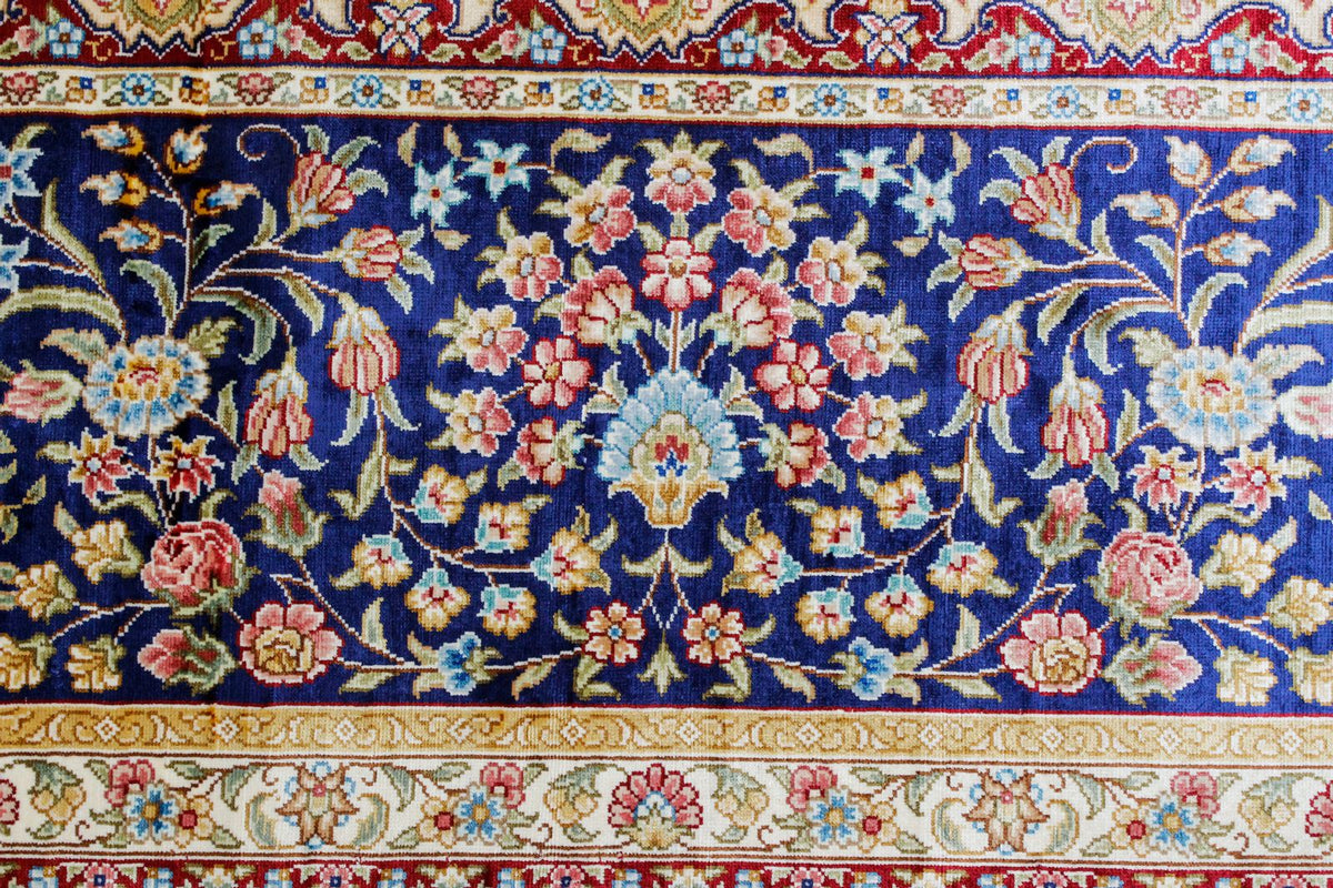 9x12 Blue and Navy Turkish Silk Rug