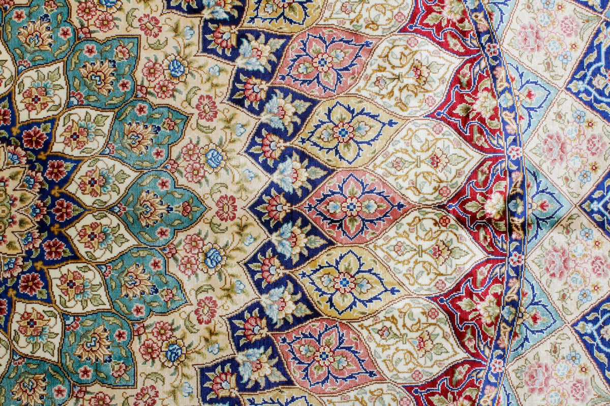 9x12 Blue and Navy Turkish Silk Rug