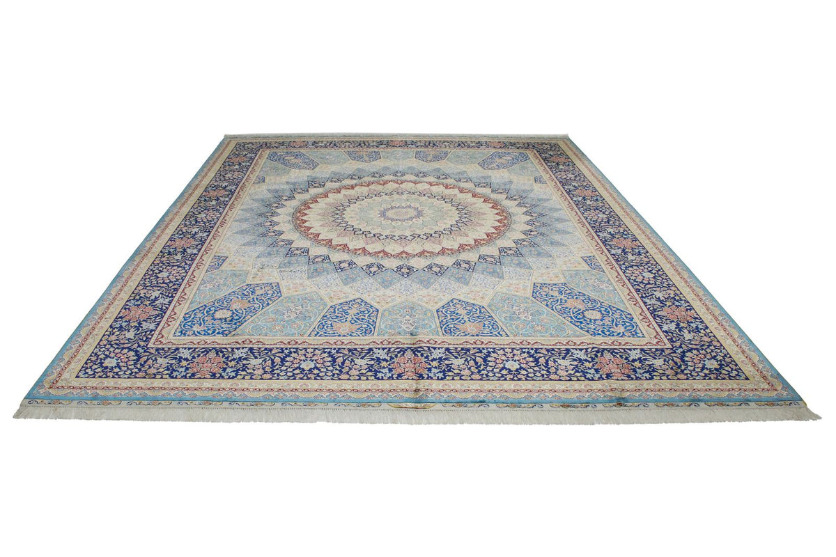 9x12 Blue and Navy Turkish Silk Rug
