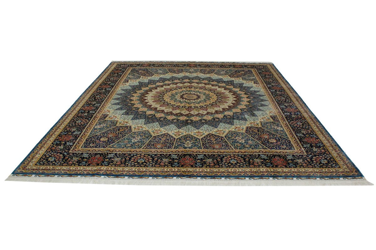 9x12 Blue and Navy Turkish Silk Rug