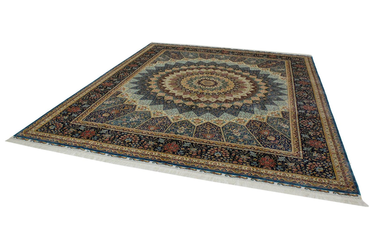 9x12 Blue and Navy Turkish Silk Rug