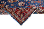 Vintage Handmade 11x14 Blue and Red Anatolian Caucasian Tribal Distressed Area Rug