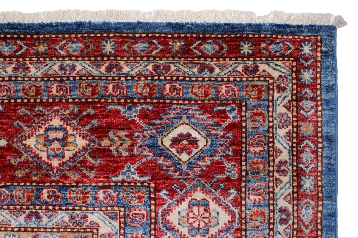 11x14 Blue and Red Kazak Tribal Rug