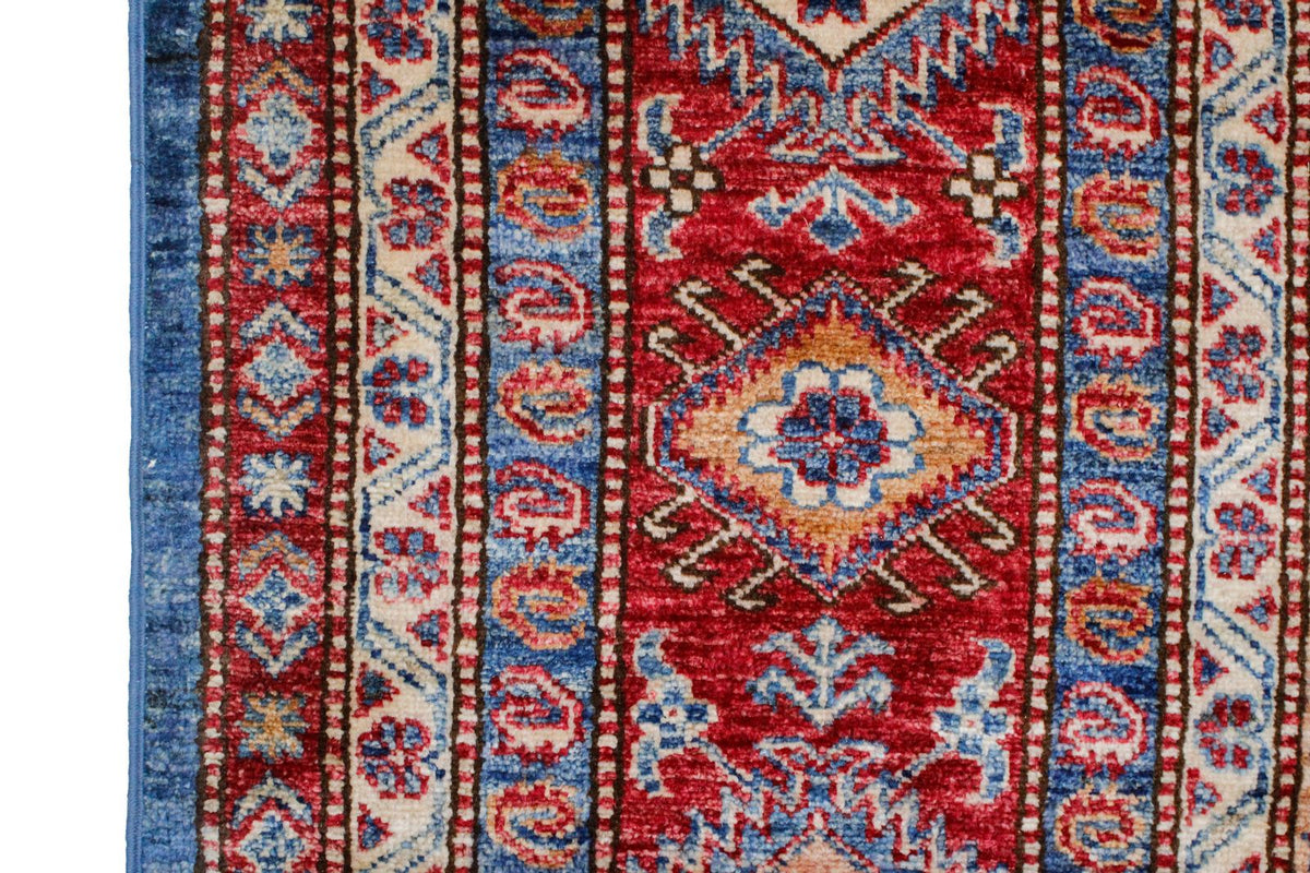 11x14 Blue and Red Kazak Tribal Rug