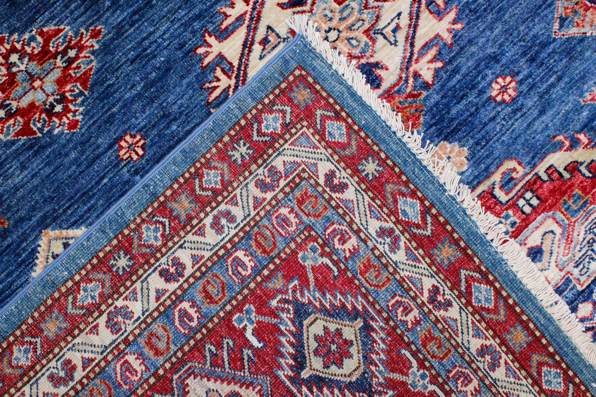 11x14 Blue and Red Kazak Tribal Rug
