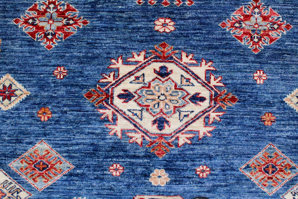 11x14 Blue and Red Kazak Tribal Rug