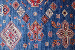 11x14 Blue and Red Kazak Tribal Rug