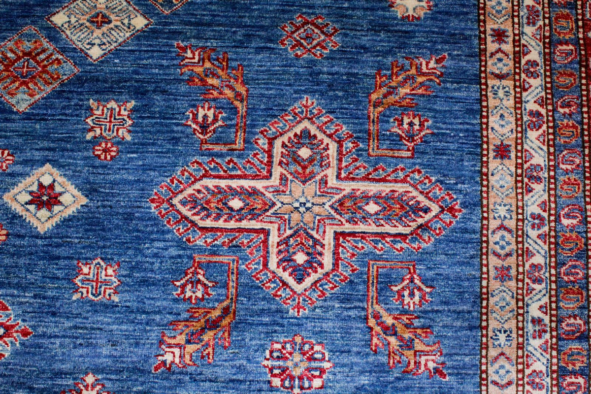11x14 Blue and Red Kazak Tribal Rug
