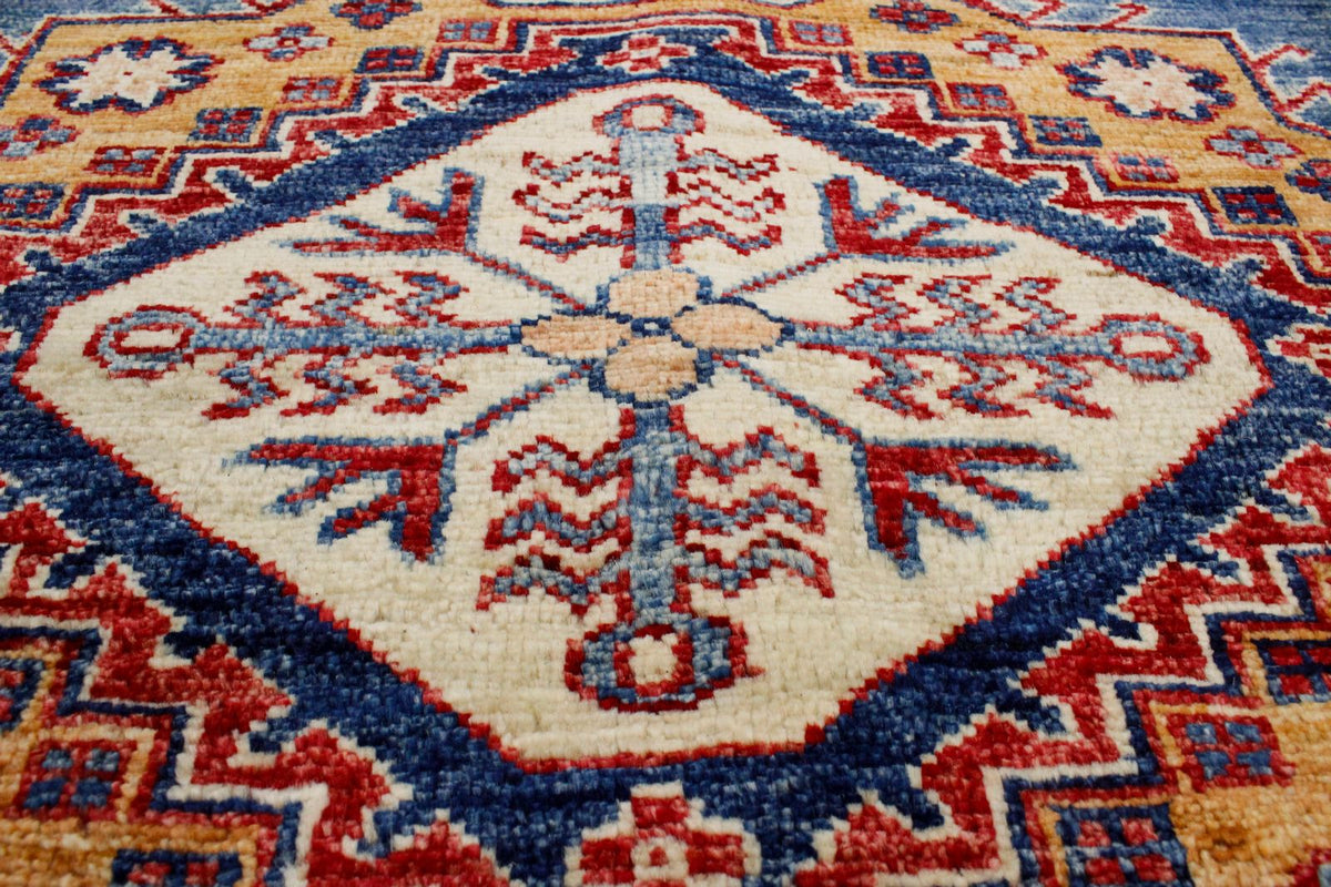 11x14 Blue and Red Kazak Tribal Rug