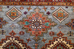 10x14 Gray and Ivory Kazak Tribal Rug