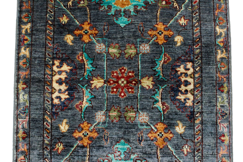 3x10 Gray and Multicolor Turkish Tribal Runner
