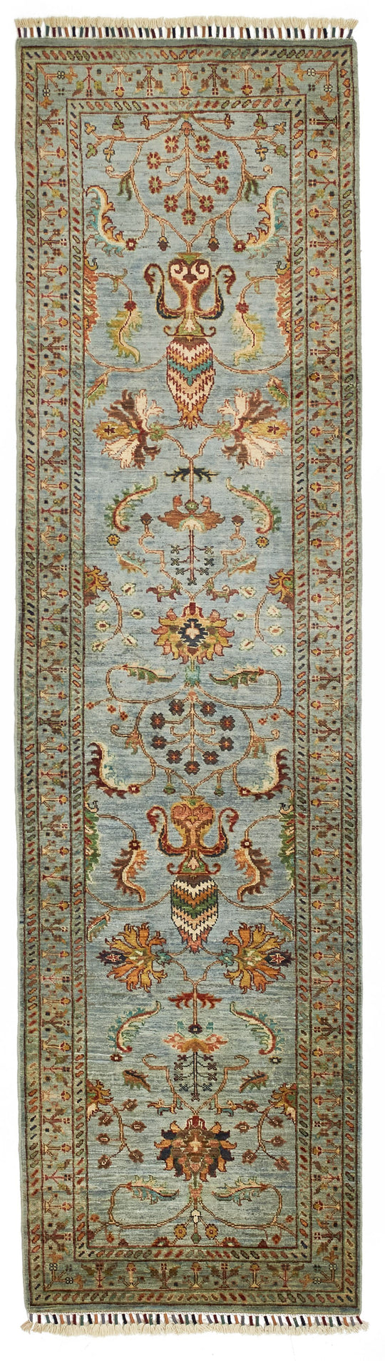 3x10 Turquoise and Multicolor Turkish Tribal Runner