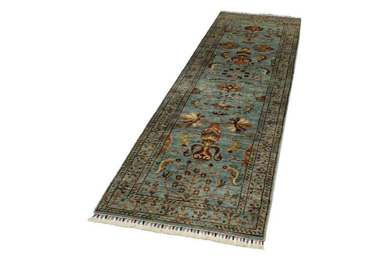 3x10 Turquoise and Multicolor Turkish Tribal Runner