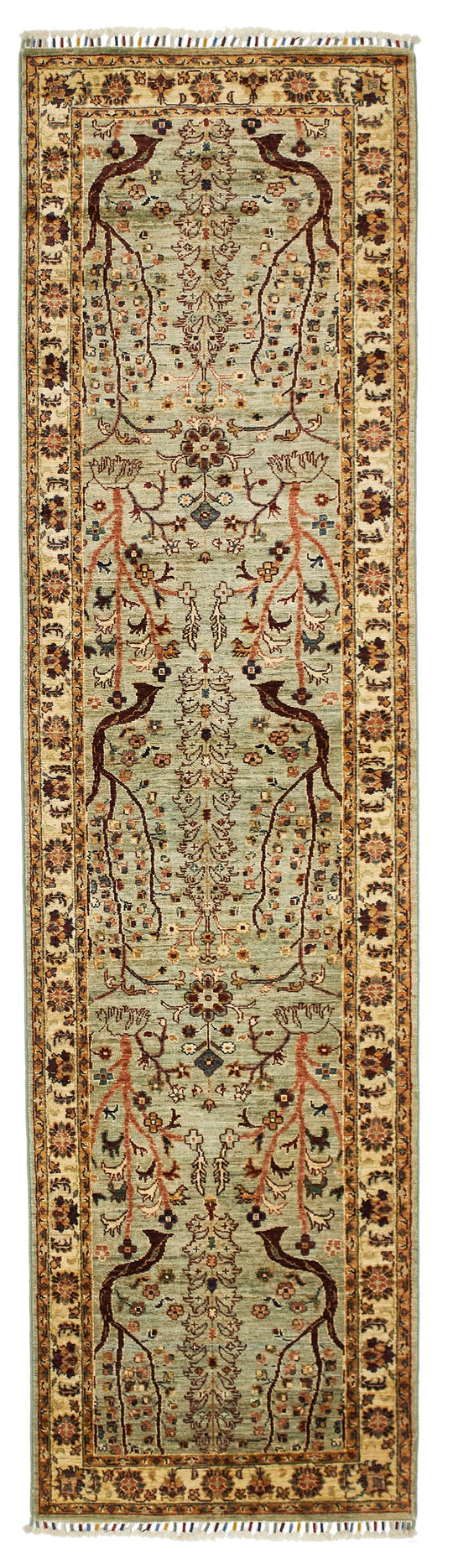 3x10 Blue and Ivory Turkish Tribal Runner