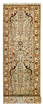 3x10 Blue and Ivory Turkish Tribal Runner